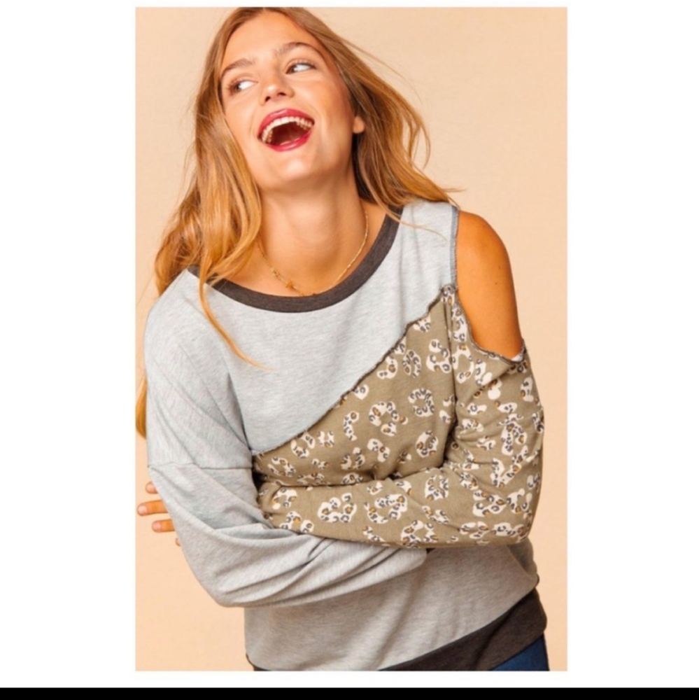 Cold Shoulder Olive Top